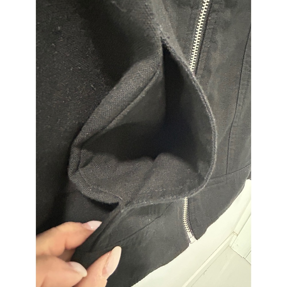 Rachel Zoe Two Womens Linen Blend Zip Up Trucker Jackets Black Beige Sz Large - Picture 9 of 16